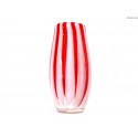 Wazon szklany biało-czerwony ręcznie formowany