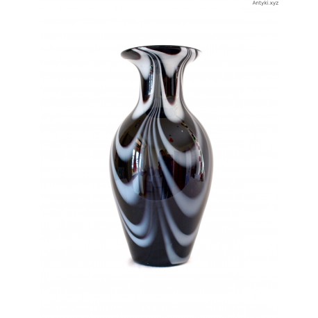 Joska wazon szklany czarno - biały duży