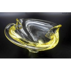 Czech art glass Josef Cvrcek cytrynowa popielniczka miseczka paterka