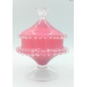 Empoli cukiernica bomboniera szklana różowa zdobienia