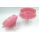 Cukiernica bomboniera szklana różowa zdobienia