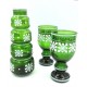 Zielony stary komplet wazon kielichy ręcznie malowany