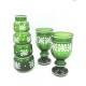Zielony stary komplet wazon kielichy ręcznie malowany