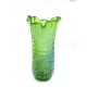 Zielony duży wazon szkło artystyczne bąble szklana nitka