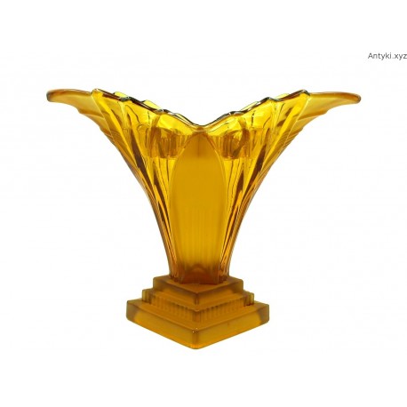 Walther & Sohne bursztynowy szklany wazon Art Deco