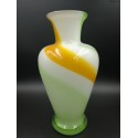 Krosno duży pękaty wazon w kolorach zieleni i żółci