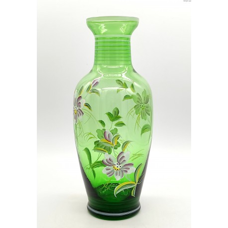 Malowany zielony duży wazon